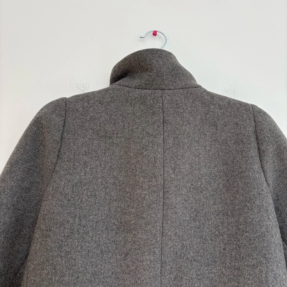 J Crew Mercantile Wool Blend Gray Overcoat Full Zip Old Money Preppy Size 0 - Picture 10 of 13